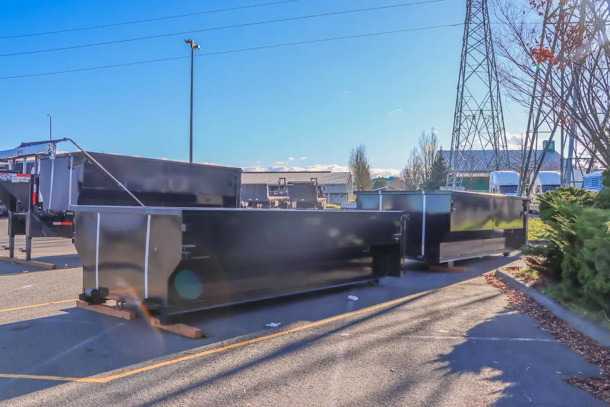 Roll-off dumpster ready for waste disposal at job site for 4 Yard Dumpster Rental in Lakeport